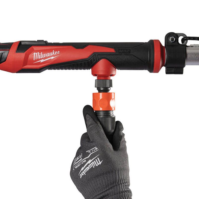 Close-up of the Milwaukee M12 HYDROPASS Brushed Stick Water Pump, showcasing its HydroPass™ filter technology designed for uninterrupted water pumping in trenches and sump pits. Close-up of the Milwaukee M12 HYDROPASS Brushed Stick Water Pump, showcasing its HydroPass™ filter technology designed for uninterrupted water pumping in trenches and sump pits.